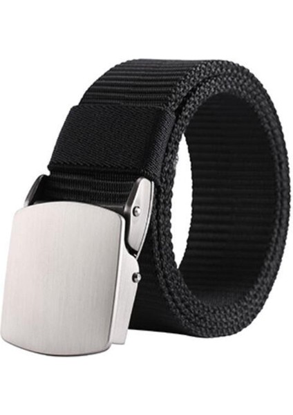 2022 Yeni Kanvas MEN39S Kemer Moda Siyah Açık Metal Otomatik Toka Rahat Tüm Maç Lüks Kemer Erkek (Yurt Dışından)