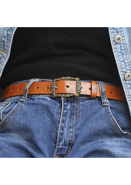 Retro Oyma Çiçek Kadın Kemer Vintage Kare Pim Toka Pu Deri Kemerler Punk Hip Hop Kot Pantolon Bayanlar Kemerler Bel Kemeri (Yurt Dışından) modelleri