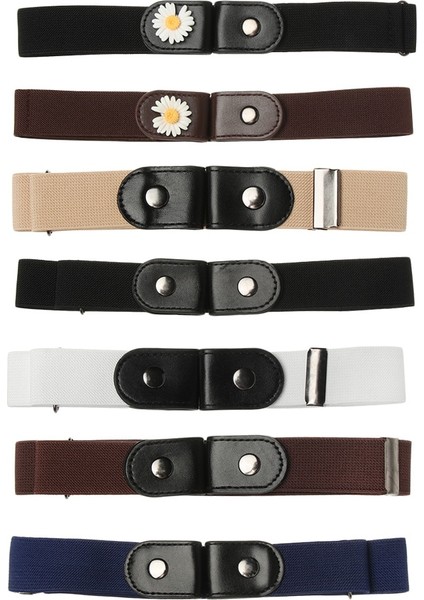 Pu Deri Tokasız Bel Kemeri Elbise Kot Pantolon Papatya Ayarlanabilir Hiçbir Toka Esnek Kemer Erkek Kadın Elastik Bel Kemeri (Yurt Dışından) indirimleri