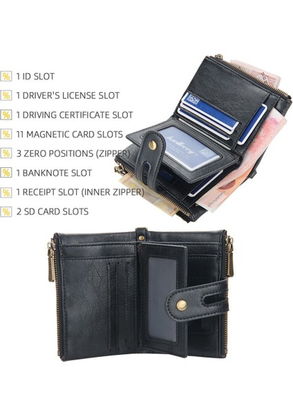 Baellerry Erkek Cüzdan Adı Gravür 11 Kart Sahipleri Erkekler Kısa Çanta Çift Fermuarlı Para Cebi Yüksek Kaliteli Erkek Çanta Cartera (Yurt Dışından) fırsatları