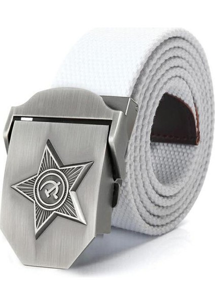 Supsindy Menampwomen Kanvas Kemerler 3D Beş Işınları Yıldız Ordu Askeri Taktik Cccp Yurtsever Askerler Erkek Kayış Kot Kemer (Yurt Dışından)