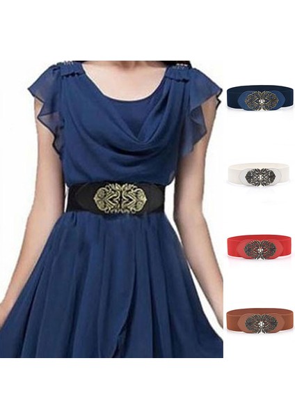 Kadın Kemer Elastik Geniş Kemer Vintage Oyma Çiçek Metal Toka Elbise Korse Cinch Kemer Dekoratif Ceket Kazak Bel Kemeri (Yurt Dışından) fiyatları