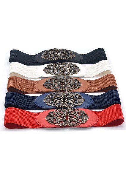 Kadın Kemer Elastik Geniş Kemer Vintage Oyma Çiçek Metal Toka Elbise Korse Cinch Kemer Dekoratif Ceket Kazak Bel Kemeri (Yurt Dışından) fırsatları