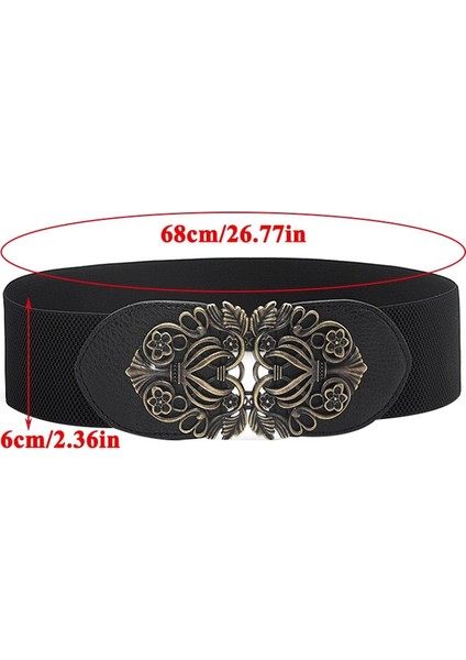 Kadın Kemer Elastik Geniş Kemer Vintage Oyma Çiçek Metal Toka Elbise Korse Cinch Kemer Dekoratif Ceket Kazak Bel Kemeri (Yurt Dışından) indirimleri