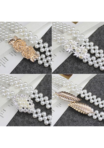 Yüksek Kalite Lüks Moda Yepyeni Zarif Kakma Inci Kuşak Dekorasyon Geniş Kadın Kemer Elbise Elastik Zincir Kemer (Yurt Dışından) fırsatları