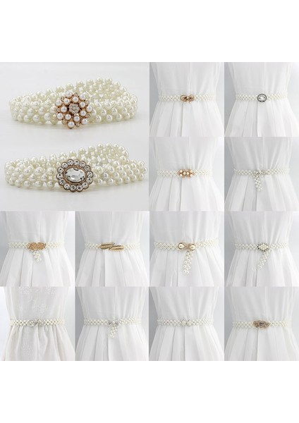 Yüksek Kalite Lüks Moda Yepyeni Zarif Kakma Inci Kuşak Dekorasyon Geniş Kadın Kemer Elbise Elastik Zincir Kemer (Yurt Dışından) indirimleri