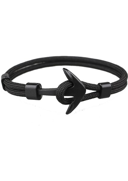 Pulsera Hombre Siyah Çapa Bilezikler Erkekler Charm Survival Halat Zincir Pulseira Bilezik Erkek Wrap Metal Spor Kancalar (Yurt Dışından) modelleri