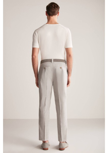 Keten Yün Karışım Açık Gri Klasik Dokuma Pantolon indirimleri