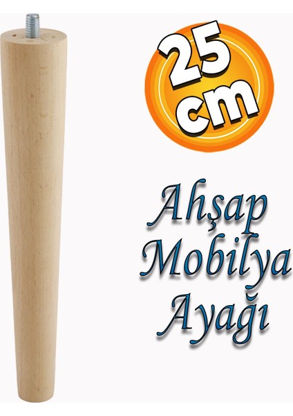Ahşap Kanepe Sehpa Masa Puf Tabure Tv Ünitesi Ayağı Ayakları M8 Civatalı 25 Cm