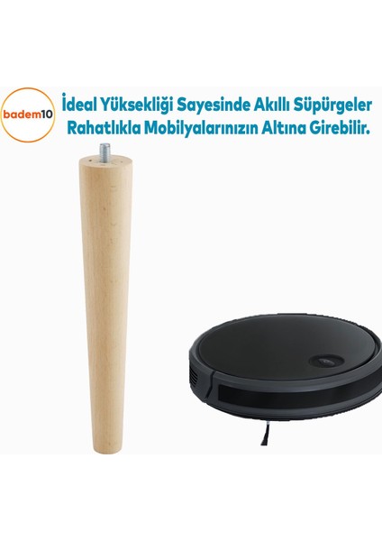 Ahşap Kanepe Sehpa Masa Puf Tabure Tv Ünitesi Ayağı Ayakları M8 Civatalı 25 Cm