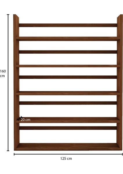 Woodwork Antalya Masif Ağaç Teak Renk 160X125 Kitaplık