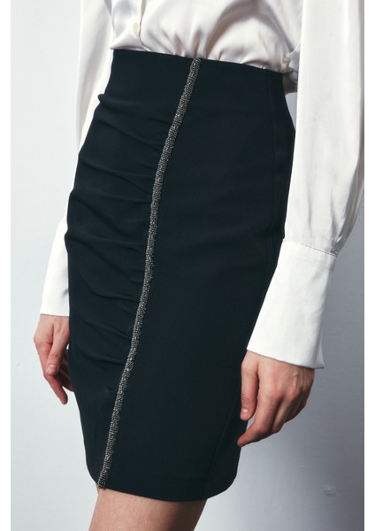 Aksesuar Şeritli Etek - Siyah indirimleri