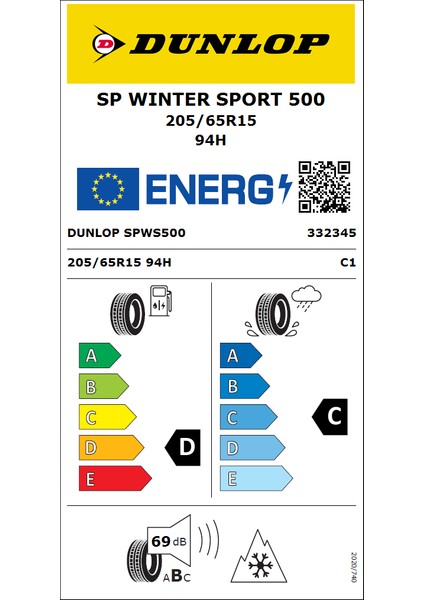 205/65 R15 94H Sp Wınter Sport 500 Oto Kış Lastiği ( Üretim 2023 ) modelleri