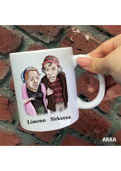 Size Özel Limon Sirke Seramik Baskılı Kupa Bardaklar