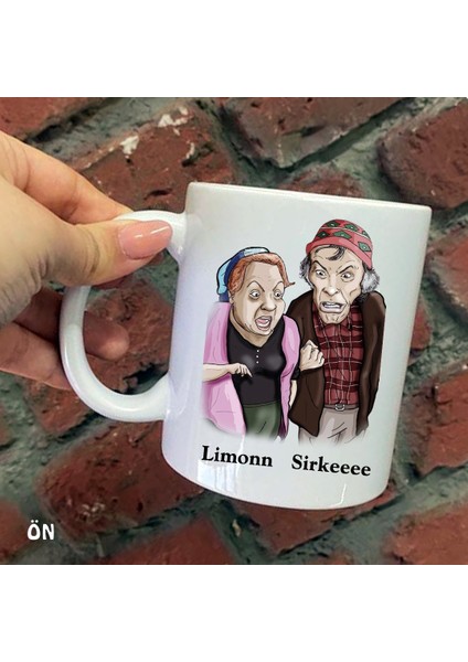 Size Özel Limon Sirke Seramik Baskılı Kupa Bardaklar