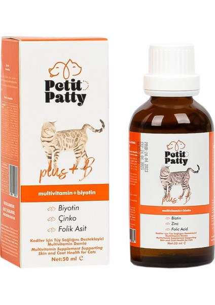Plus+B For Cats 50G (Kediler Için Tüy Dökülmesi Engelleyici Tüy Sağlığı Damlası)