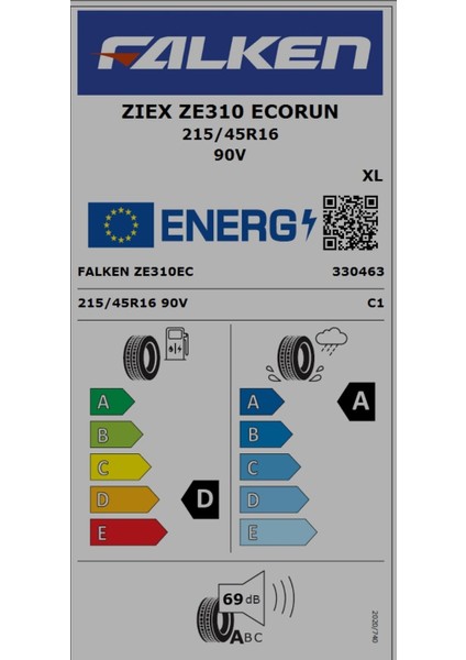 215/45 R16 Tl 90V Xl Zıex ZE310 Ecorun Oto Yaz Lastiği (Üretim Yılı : 2024)