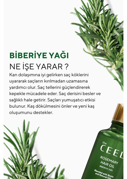 The Ceel Biberiye Yağı Complexi Sac Dokulmesi ve Asiri Yipranmis Saclar icin Biotin Özlü Saç Bakımı 50 Ml