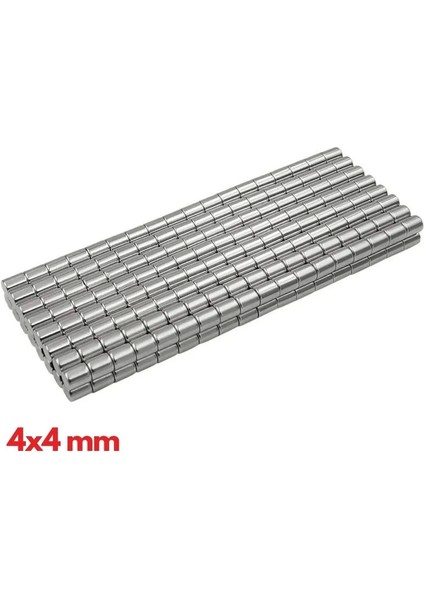 N35 4X4MM Neodyum Mıknatıs 50 Adet, Yuvarlak, Nikel Kaplamalı Kaliteli ve Dayanıklı Ürün