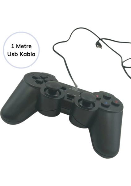 Çift Titreşimli USB Kablolu Oyun Kolu Pc Uyumlu Vibration Gamepad