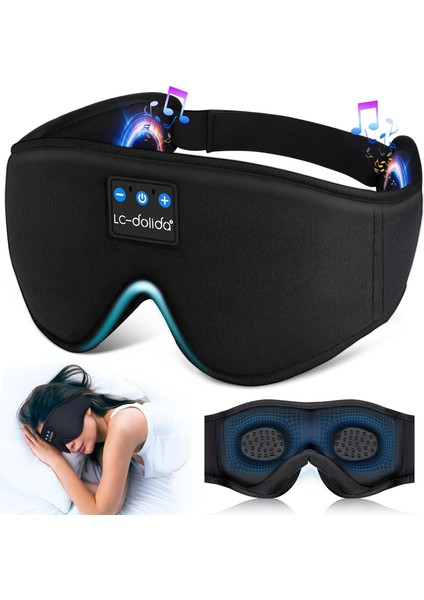 3D Uyku Maskesi - Bluetooth Kablosuz Müzik - Siyah