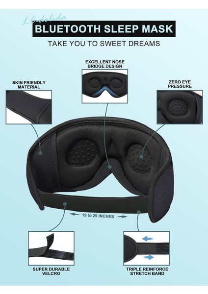 3D Uyku Maskesi - Bluetooth Kablosuz Müzik - Siyah fiyatları