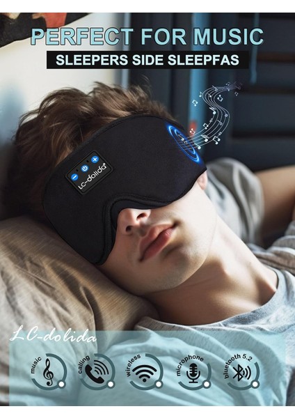 3D Uyku Maskesi - Bluetooth Kablosuz Müzik - Siyah fırsatları