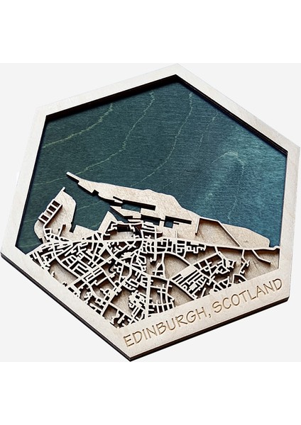 Istediğiniz Yerin Altıgen Ahşap Şehir Haritası, Magnet / Duvar Süsü Kombin (Yeşil) fiyatları