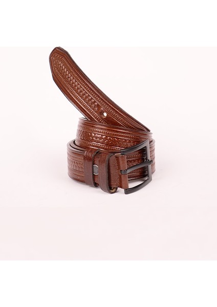 %100 Hakiki Deri Kösele Kahverengi Erkek Kemeri 3 cm