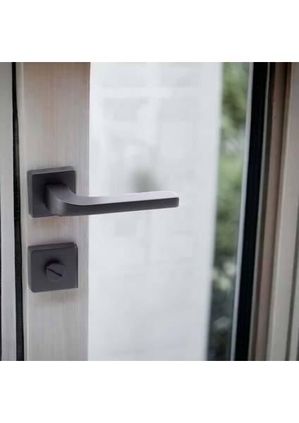 Tog Siyah Wc Banyo Uyumlu Kapı Kolu Kare Rozetli Kapı Kulpu Sağa Sola Uygun Kapı Kolları fiyatları