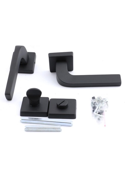 Tog Siyah Wc Banyo Uyumlu Kapı Kolu Kare Rozetli Kapı Kulpu Sağa Sola Uygun Kapı Kolları indirimleri