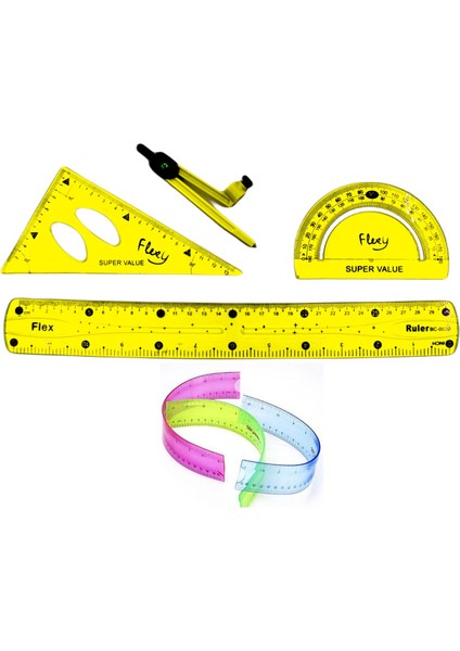 Flexy Pergelli Kırılmaz Cetvel Seti fiyatları