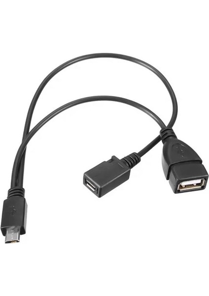USB Dişi Micro USB Erkek-Dişi Y 20 cm Otg Kablo