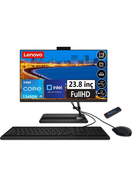 Ideacentre Aıo 3 24IAP7 Intel Core I5 12450H 16GB Ram 512GB SSD 23.8 Fhd IPS WINDOWS11HOME All In One Bilgisayar FF0GH00TJTX14+ZETTAUSBBELLEK