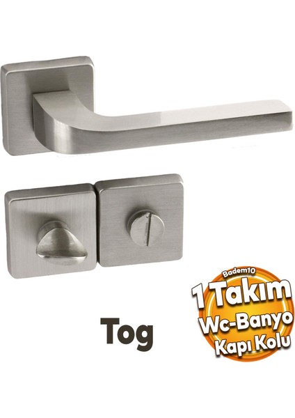 Tog Saten Wc Banyo Uyumlu Kapı Kolu Kare Rozetli Kapı Kulpu Sağa Sola Uygun Kapı Kolları