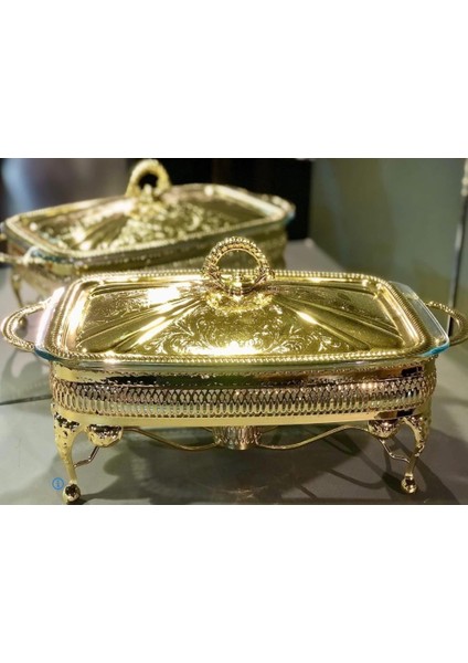 Roy Kıng Queen Anne Dikdörtgen Ayaklı Fırın Kabı Gold 39*20*18 cm