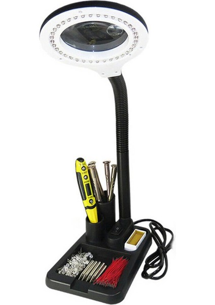 Nikula-Esnek 5x /10X,40 LED Işıklı Büyüteç ,lamba Büyüteç Okuma, Çalışma Lehim Masa Lambası A808