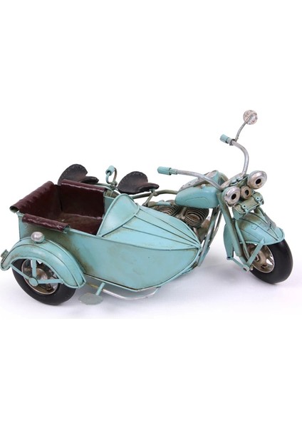 Vintage Tasarım Dekoratif Metal Motosiklet Sepetli
