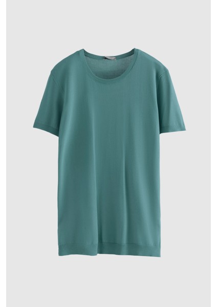 Slim Fit Mint Düz Örgü Rayon Örme T-Shirt 0EF069421003M indirimleri