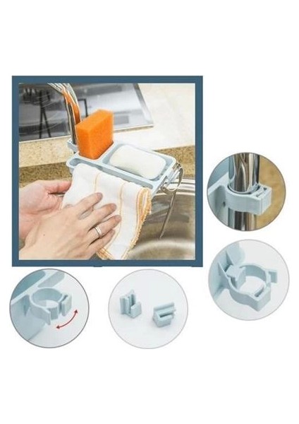 Musluğa Takılan Sünger Havlu Askılı Sabun Hazneli Mutfak Banyo Lavabo Düzenleyici Organizer