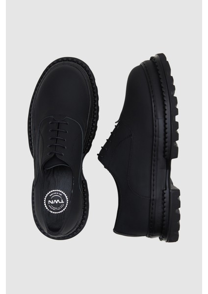 Siyah Kalın Tırtıklı Tabanlı Nubuk Ayakkabı 1EF093122717M indirimleri