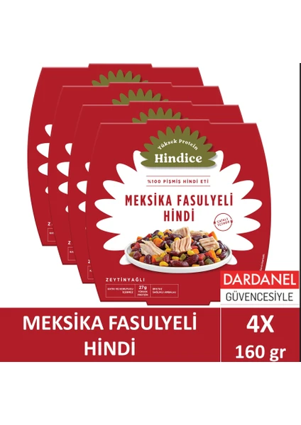 Hindice Aç Ye Hazır Yemek Meksika Fasulyeli Hindi 160 gr x4 Adet