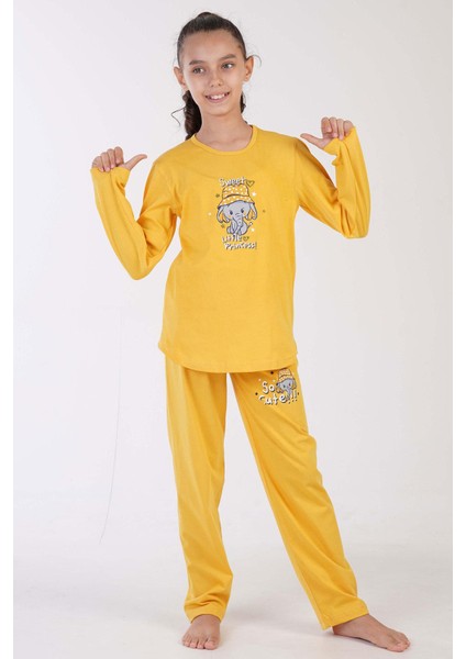 Kız Çocuk Uzun Kol Sarı Pijama Takımı C3T0N7O122