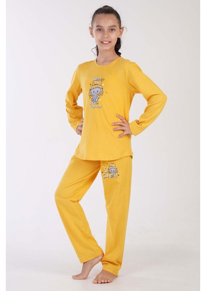 Kız Çocuk Uzun Kol Sarı Pijama Takımı C3T0N7O122