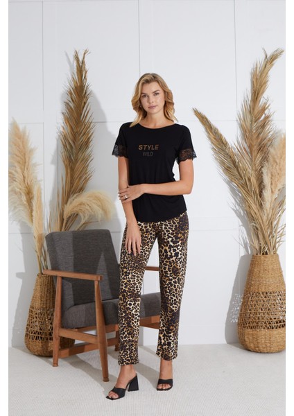 Kadın Kısa Kol Siyah Pijama Takım C6T0N551