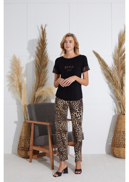 Kadın Kısa Kol Siyah Pijama Takım C6T0N551 fiyatları