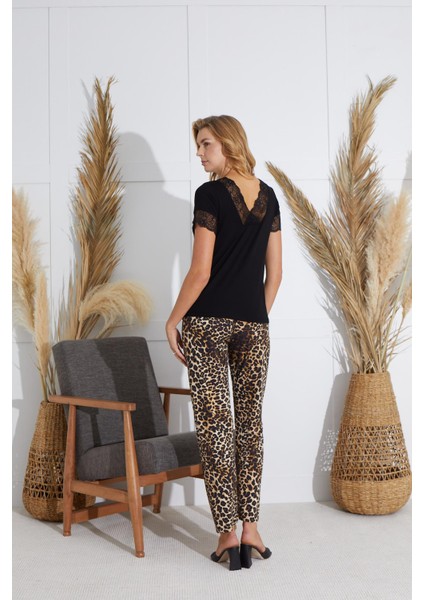 Kadın Kısa Kol Siyah Pijama Takım C6T0N551 modelleri