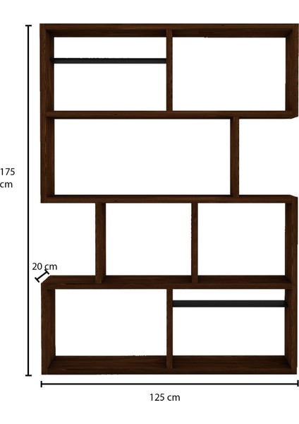 Woodwork Antalya Masif Ağaç Ceviz Renk 175X125 Kitaplık