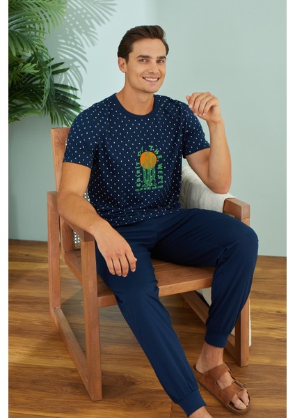 Erkek Kısa Kol Lacivert Pijama Takım C9T7N49