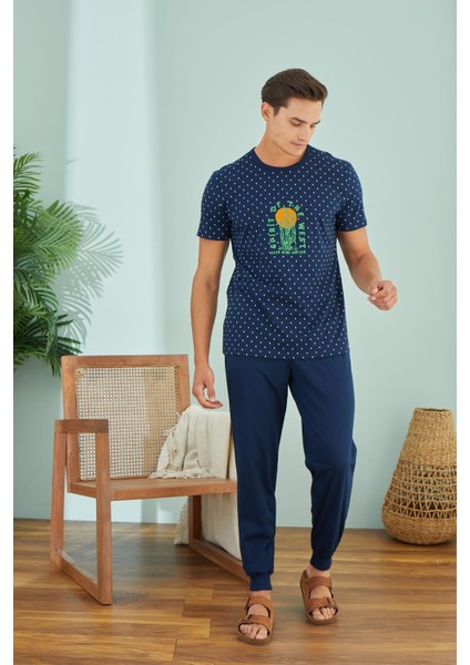 Erkek Kısa Kol Lacivert Pijama Takım C9T7N49